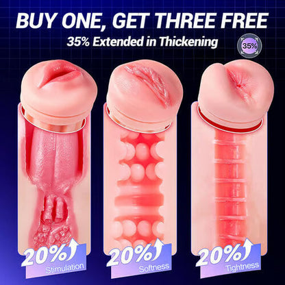 3-Sleeves Pocket Pussy Penis Pump with 9 Sucking & 9 Vibrating Male Masturbator