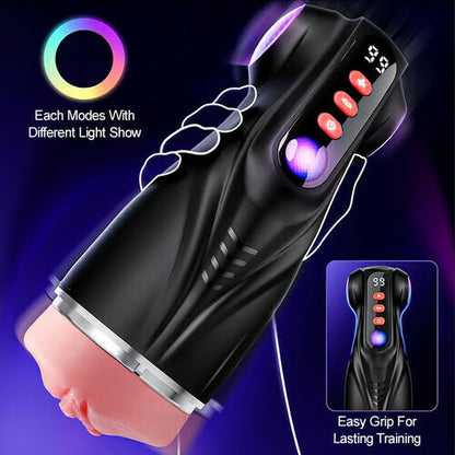 3-Sleeves Pocket Pussy Penis Pump with 9 Sucking & 9 Vibrating Male Masturbator