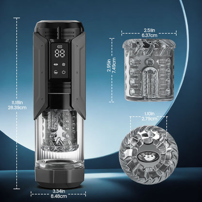 King - 7 Mode Vacuum Thrusting & Sucking & Vibrating Masturbator with LCD Display