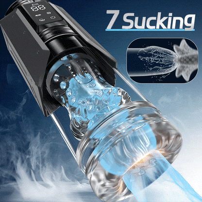 King - 7 Mode Vacuum Thrusting & Sucking & Vibrating Masturbator with LCD Display