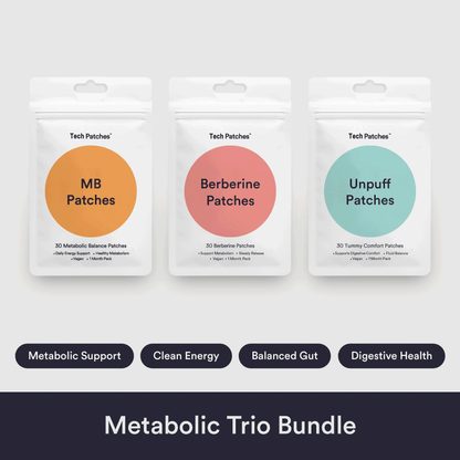 Tech Patches Metabolic Trio Bundle | 30 Patches Each – MB Patches + Berberine Patches + Unpuff Patches